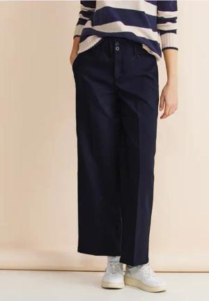 Street One Frauen Loose Fit Twill Hose in Blau, Gr: 32