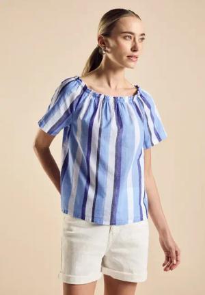 Street One Frauen Chambray Bluse mit Streifen in Blau, Gr: 46