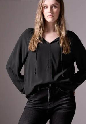 Street One Studio Frauen Bluse mit Raffungen in Schwarz, Gr: 46