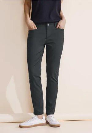 Street One Frauen Casual Fit Twill Hose in Grau, Gr: 32