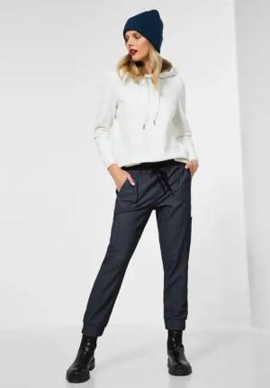 Street One Frauen Loose Fit Jacquard Hose in Blau, Gr: 44