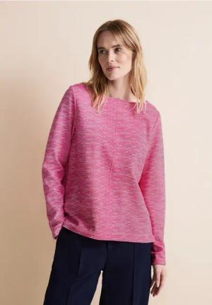 Street One Frauen Struktur Langarmshirt in Pink, Gr: 44