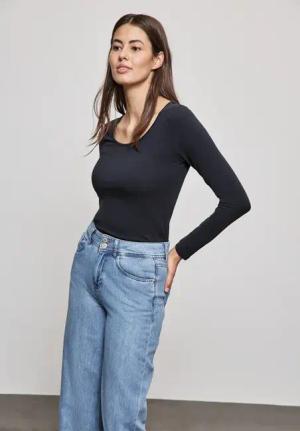 Street One Frauen Basic Longshirt in Blau, Gr: 46