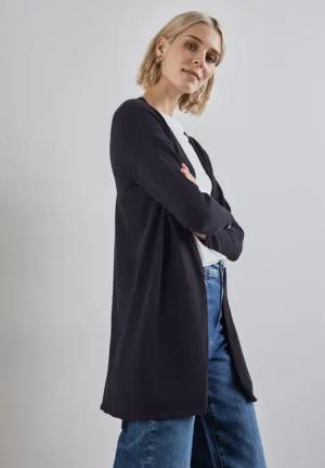 Street One Frauen Langer Feinstrickcardigan in Lila, Gr: 36