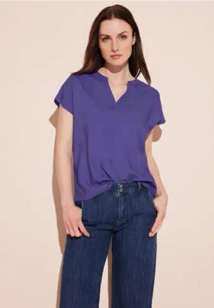 Street One Frauen Blusenshirt in Unifarbe in Lila, Gr: 36