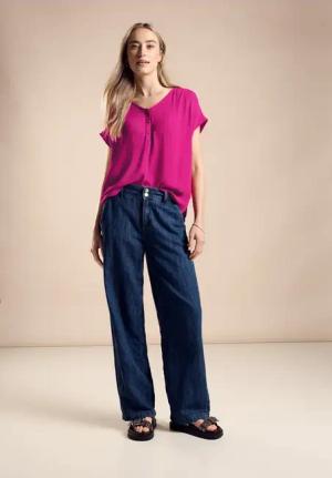 Street One Frauen Materialmix T-Shirt in Pink, Gr: 36