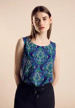Street One Frauen Sommer Bluse mit Print in Blau, Gr: 40