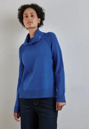 Street One Frauen Pullover mit Stehkragen in Blau, Gr: 40