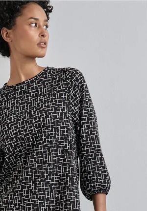 Street One Frauen Shirt mit grafischem Muster in Schwarz, Gr: 38
