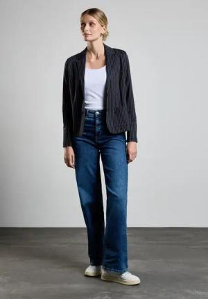 Street One Frauen Nadelstreifen-Blazer in Blau, Gr: 40