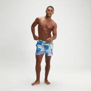 Digital bedruckte Freizeit-Schwimmshorts 40 cm für Herren Blau/Violett