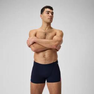 Herren Aquashorts mit V-Schnitt und digitalem Allover-Print Marineblau/Rot