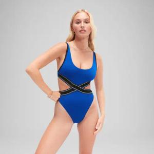 Blauer FLU3NTE Convertible Badeanzug mit Cut-Out