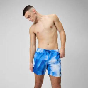 Herren Freizeit-Badeshorts mit Digital-Print, 16 Zoll Blau