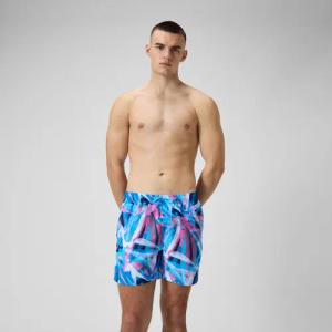 Herren Freizeit-Badeshorts mit Digital-Print, 16 Zoll Pink