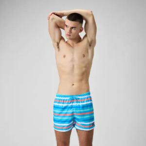Herren Freizeit-Badeshorts mit Print, 14 Zoll Blau