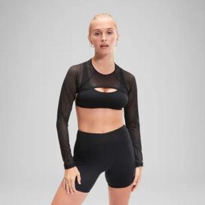 Graues FLU3NTE Langarm-Cropped-Top