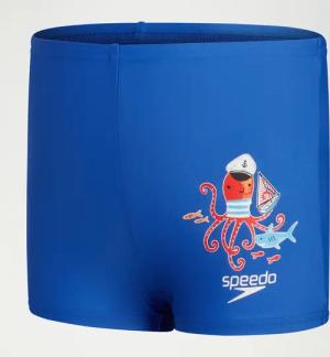 Bedruckte Aquashorts 33 cm für Jungen Blau/Weiß