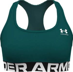 Under Armour - HeatGear® Authentics Mid Branded Sport-BH Damen hydro teal