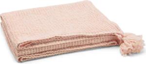 TOM TAILOR Unisex Decke mit Quasten, rosa, Logo Print, Gr. 130/170