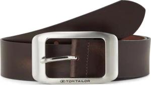 TOM TAILOR Damen Klassischer Ledergürtel, braun, Logo Print, Gr. 95