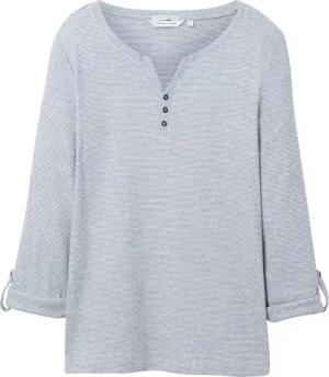 TOM TAILOR Damen Langarmshirt mit Bio-Baumwolle, blau, Gestreift, Gr. XXL