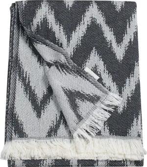 TOM TAILOR Unisex Gewebte Decke im Zackenmuster, schwarz, Gr. 140X180CM