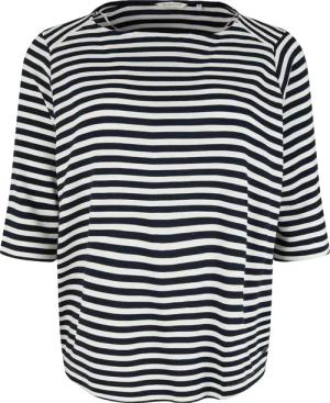 TOM TAILOR Damen Plus Size - Gestreiftes Ottoman Sweatshirt, blau, Gestreift, Gr. 44