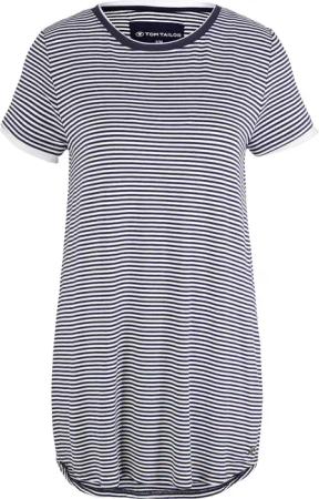 TOM TAILOR Damen Pyjama-Kleid mit Streifenmuster, blau, Gestreift, Gr. 46