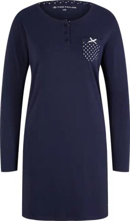 TOM TAILOR Damen Pyjama-Kleid mit Brusttasche, blau, Gepunktet, Gr. 42
