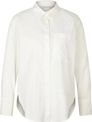 TOM TAILOR Damen Bluse mit aufgesetzter Brusttasche, weiß, Uni, Gr. 46
