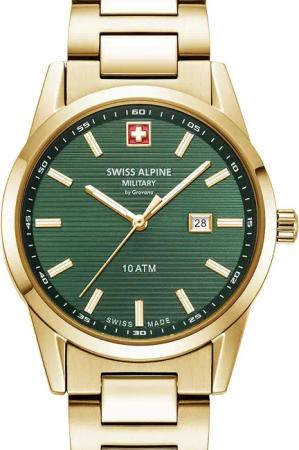 Swiss Alpine Military 7767.1114 Damenuhr Argos gold grün 34mm 10ATM