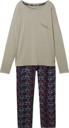 TOM TAILOR Damen Pjyama mit Allover-Print, grün, Print, Gr. XXL/44