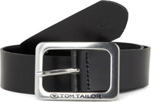 TOM TAILOR Damen Klassischer Ledergürtel, schwarz, Logo Print, Gr. 80