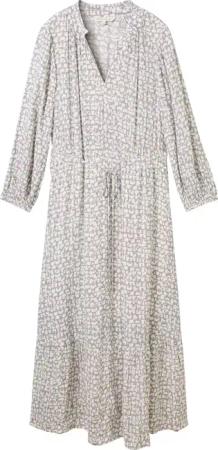 TOM TAILOR Damen Gemustertes Maxikleid mit LENZING™ ECOVERO™, grau, Gemustert, Gr. 38