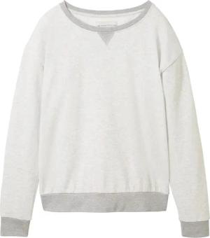 TOM TAILOR Damen Loungewear Sweatshirt in Melange Optik, weiß, Meliert, Gr. XL/42