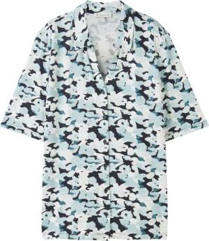 TOM TAILOR Damen T-Shirt mit Kragen, blau, Gemustert, Gr. S
