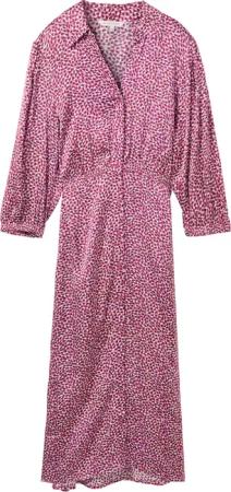 TOM TAILOR Damen Print Midi Kleid aus fließender Viskose, rosa, Gemustert, Gr. 42