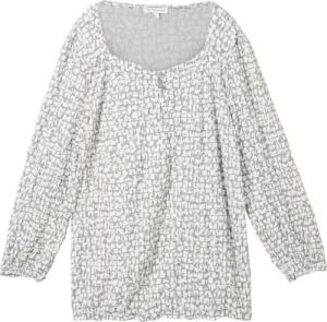 TOM TAILOR Damen 3/4 Arm Shirt in Knitteroptik, grau, Gemustert, Gr. L
