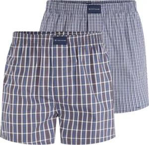 TOM TAILOR Herren Mittellange Boxershorts aus Baumwolle im 2er-Pack, blau, Kariert, Gr. S/4