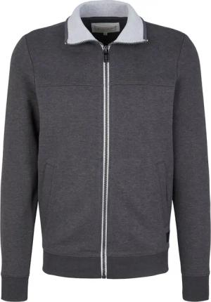 TOM TAILOR Herren Sweatjacke mit Ziernaht, grau, Uni, Gr. XXXL