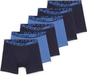TOM TAILOR Herren Mittellange Boxershorts im 6er-Pack, blau, Uni, Gr. 6