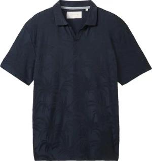 TOM TAILOR Herren Jaquard Polohemd mit Print, blau, Palmenprint, Gr. XXXL