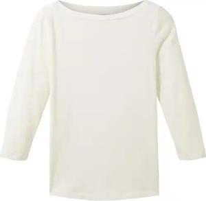 TOM TAILOR Damen 3/4 Arm Shirt mit Bio-Baumwolle, weiß, Uni, Gr. S