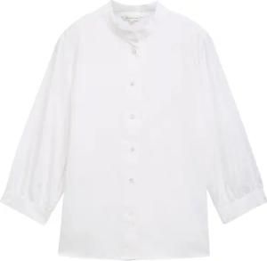 TOM TAILOR Damen 3/4 Arm Bluse mit Raffung, weiß, Uni, Gr. 42