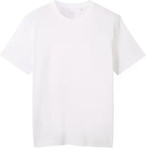 TOM TAILOR Herren T-Shirt mit Piqué Struktur, weiß, Uni, Gr. XXXL