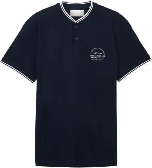 TOM TAILOR Herren Poloshirt mit Print, blau, Print, Gr. M
