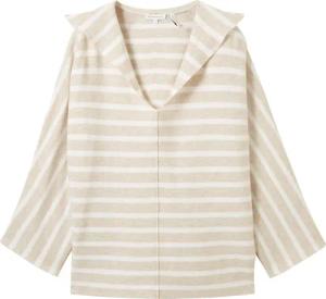 TOM TAILOR Damen Strickoberteil mit TENCEL™ Lyocell, braun, Gestreift, Gr. XS