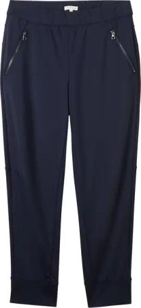 TOM TAILOR Damen Lockere Cropped Hose mit Reißverschlusstaschen, blau, Uni, Gr. 36/28