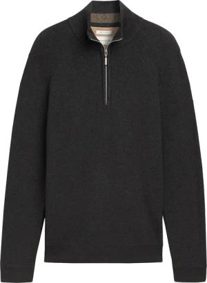 TOM TAILOR Herren Strukturierter Strick Troyer, schwarz, Uni, Gr. M